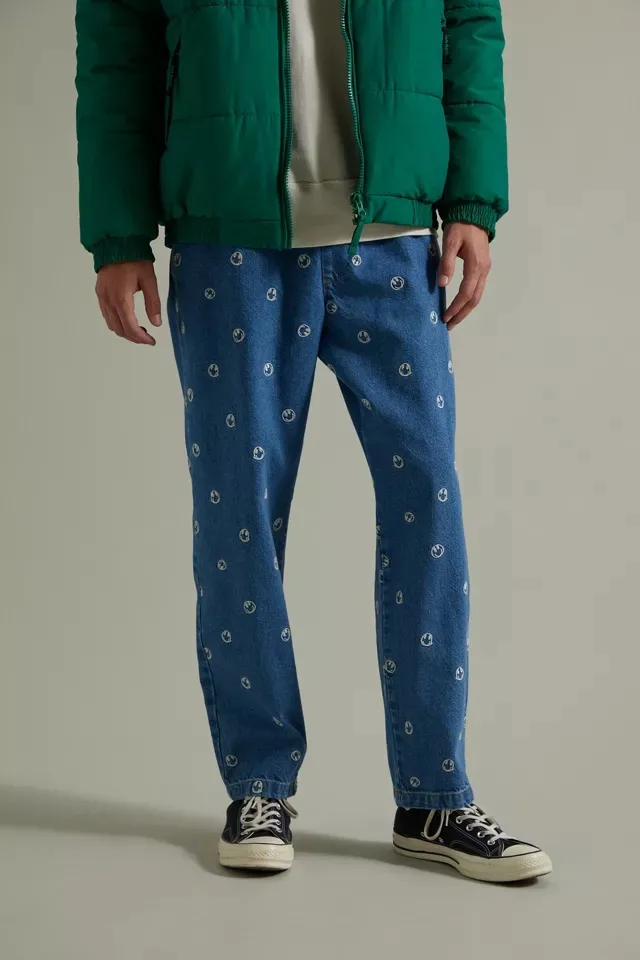 MGOO Custom embroidery men jeans Middle waist straight denim pants