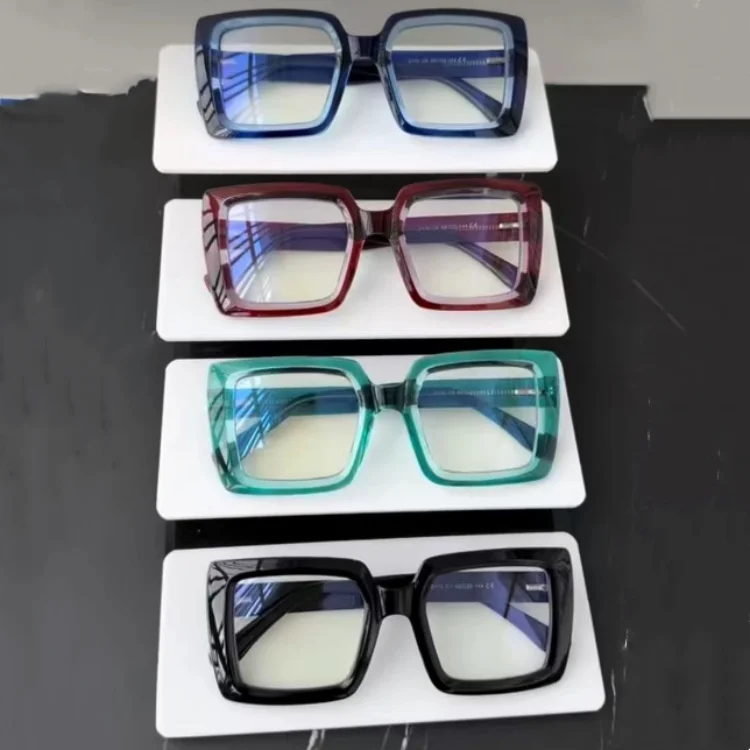 Large Square Reading glasses Thick Frames Spectacle Eyeglasses Oversized Rectangle Frame Blue Light for Ladies