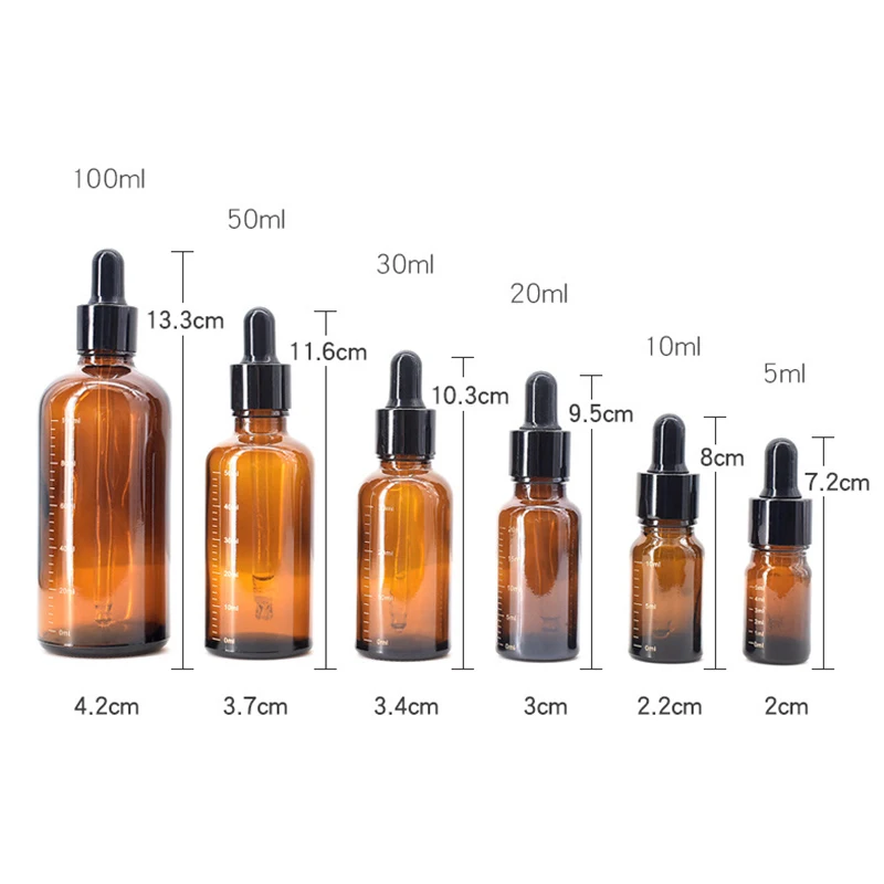 Dropper Bottles with Scale 5ml-100 ml Reagent Eye Drop Amber Glass Aromatherapy  Pipette Bottle Refillable Bottles Travel
