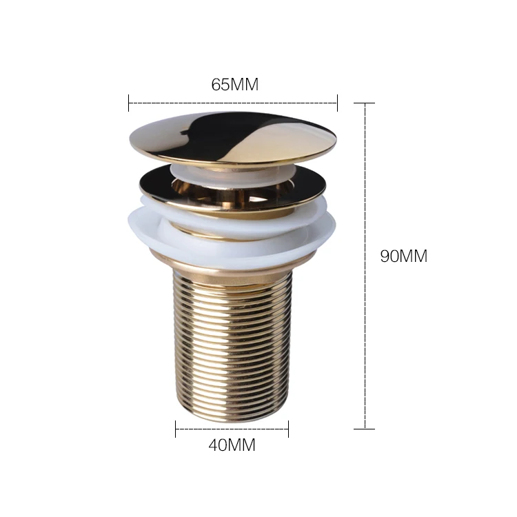 High Quality Pop Up Kitchen Bathroom Sink Without Overflow Chrome Gold Drain