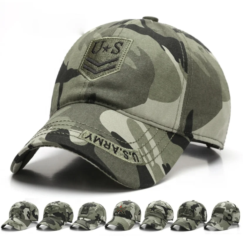 
Custom USA Flag Camouflage Tactical Baseball Cap Army Embroidery Cotton Hat 