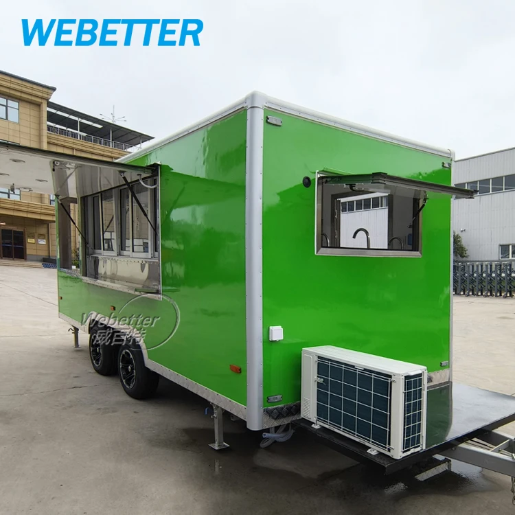 WEBETTER Square Deep Fryer BBQ Fast Food Trailer Fully Equipped Mobile Kitchen Remolque Concession Food Truck For Sale In USA