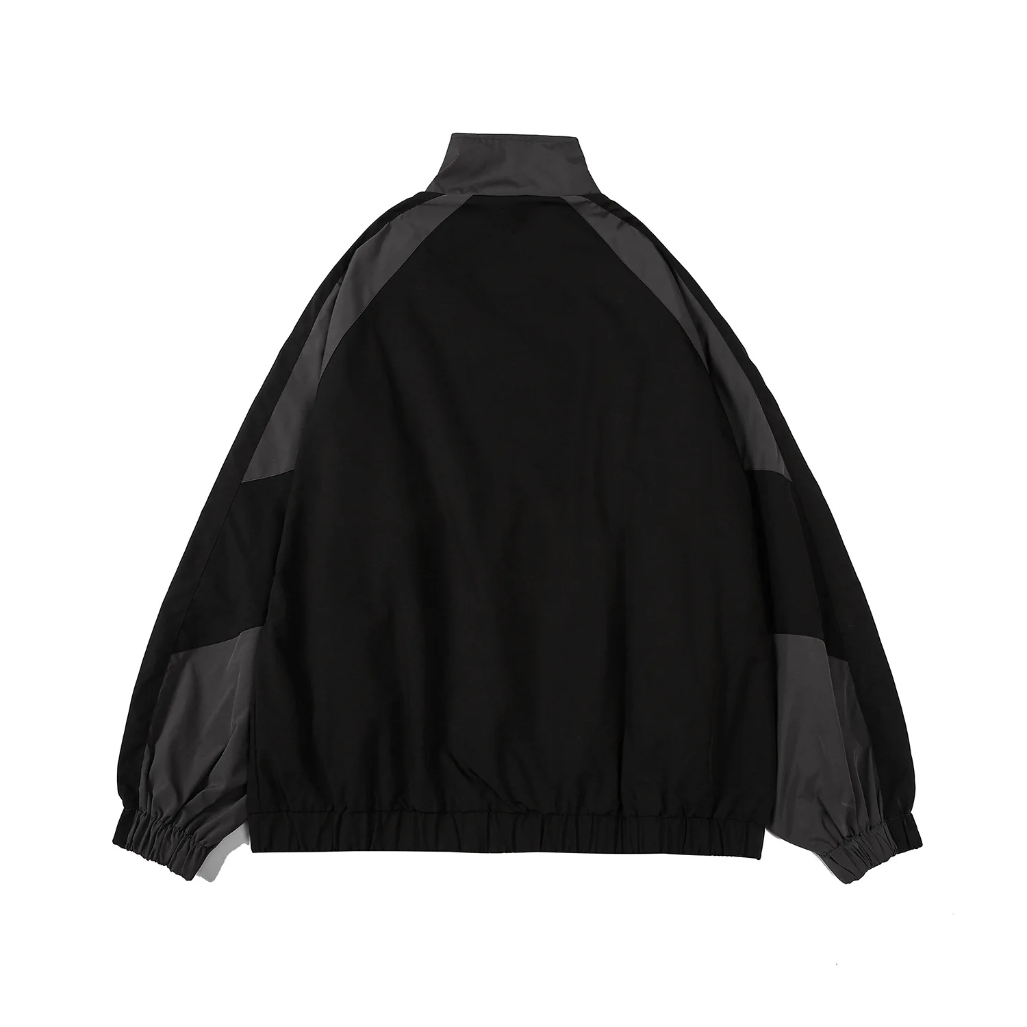 OEM Custom Design  Casual Retro Waterproof Windbreaker Breathable Wrinkled Polyester Color Block Patchwork Zip Up Track Jacket