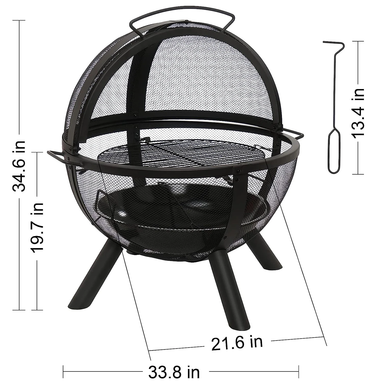 Multifunctional Outdoor Wood burning Camping Stove Grill Barbecue with Spark Screen Indoor Round Portable Iron Warm BBQ Stove