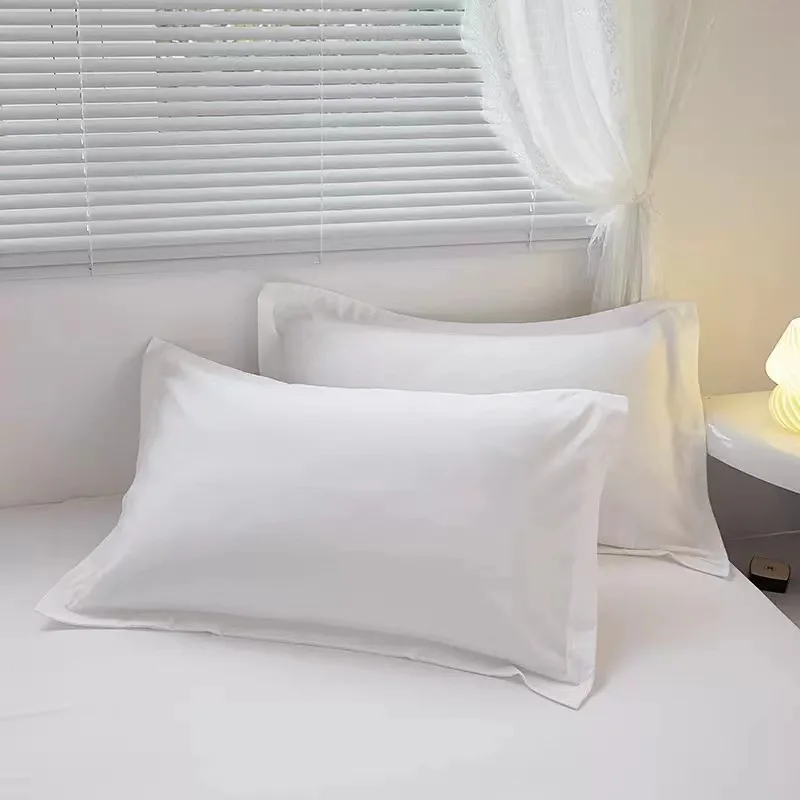 OEM Wholesale 100% Cotton 100% Polyester Fabric Custom Hotel Bed Linen White Pillowcase in Bulk Queen Size Luxury Pillow Case