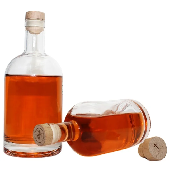 High Quality Manufacturer 500 ML 750 Ml Vodka Glass Bottle Empty Glass Bottles With Cork Stopper
