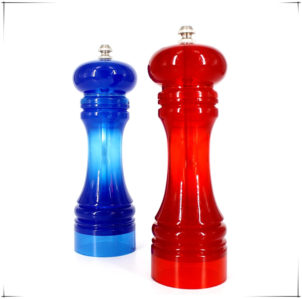 Trendy 4-7 Inch Clear Acrylic Manual Salt Pepper Grinder 4 Sizes Option Ceramic Plastic Material for Home Use Packed in Box