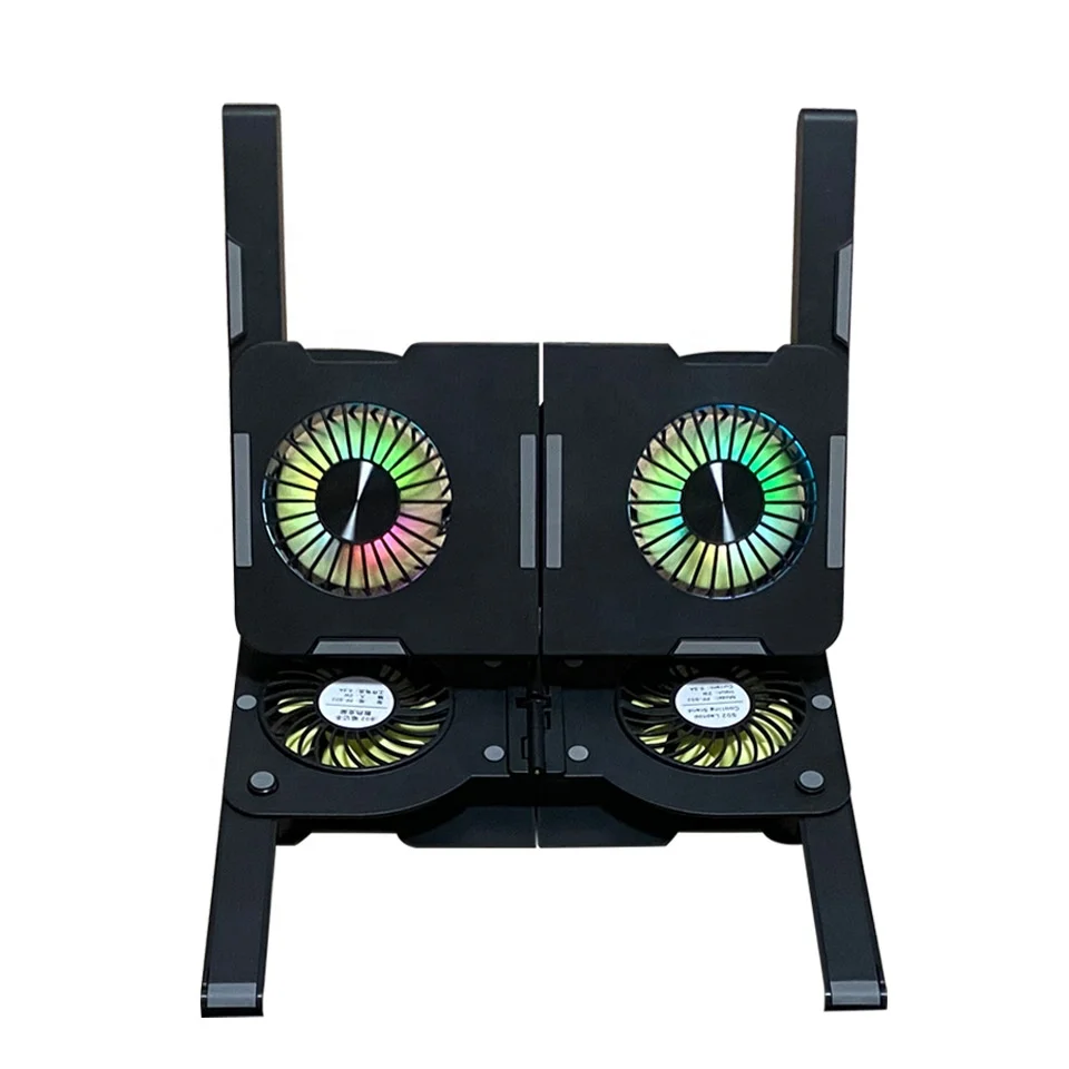 Dropshipping Portable Plastic  Foldable Laptop cooling Stand Adjustable Height Folding Laptop cooling Holder Stand with RGB