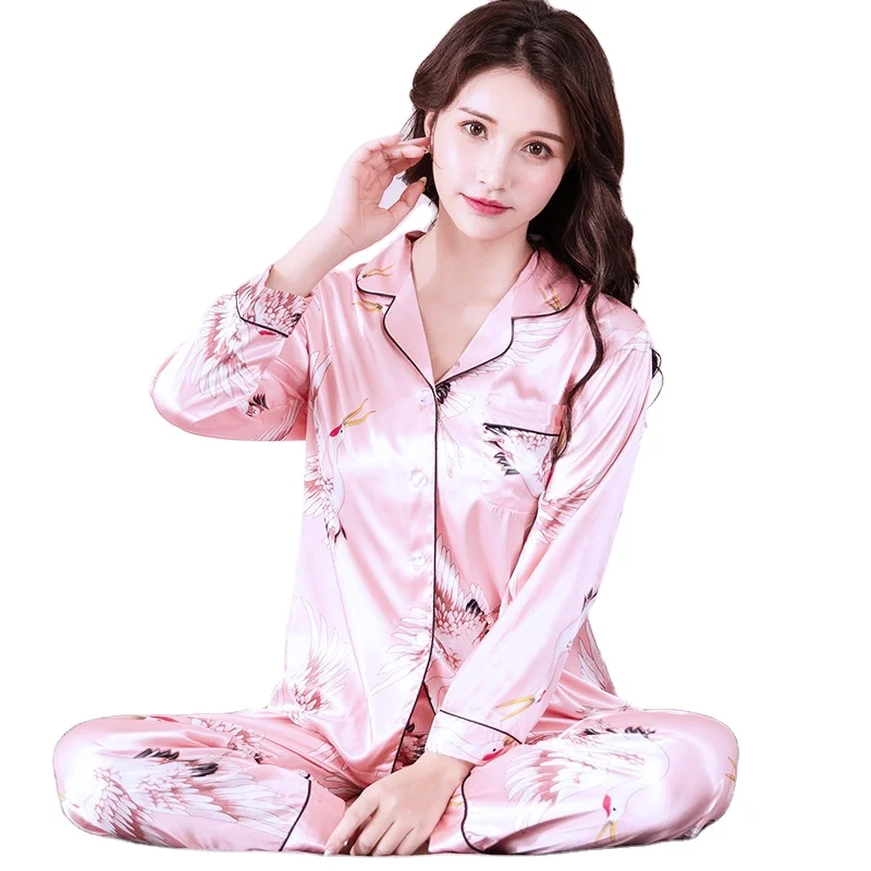 Autumn Winter Girls Pijama Mujer Comfortable Women Pajamas Sets Long Sleeve Kimono Home Wear Serve Lovely Eye mask Sleepwear set