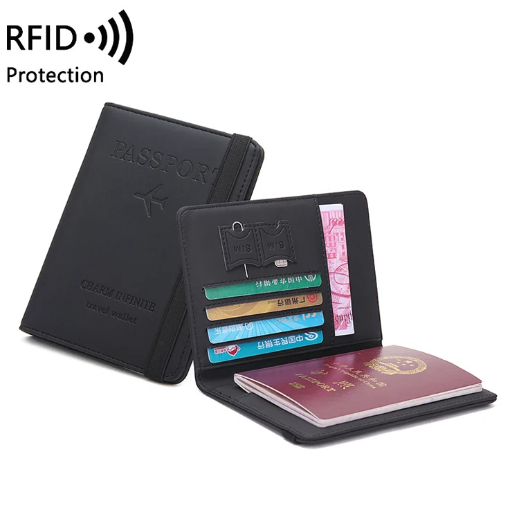 Hot Selling Rfid Blocking Pu Leather Passport Cover Multi Card Wallet Case Travel Passport Cover Holder