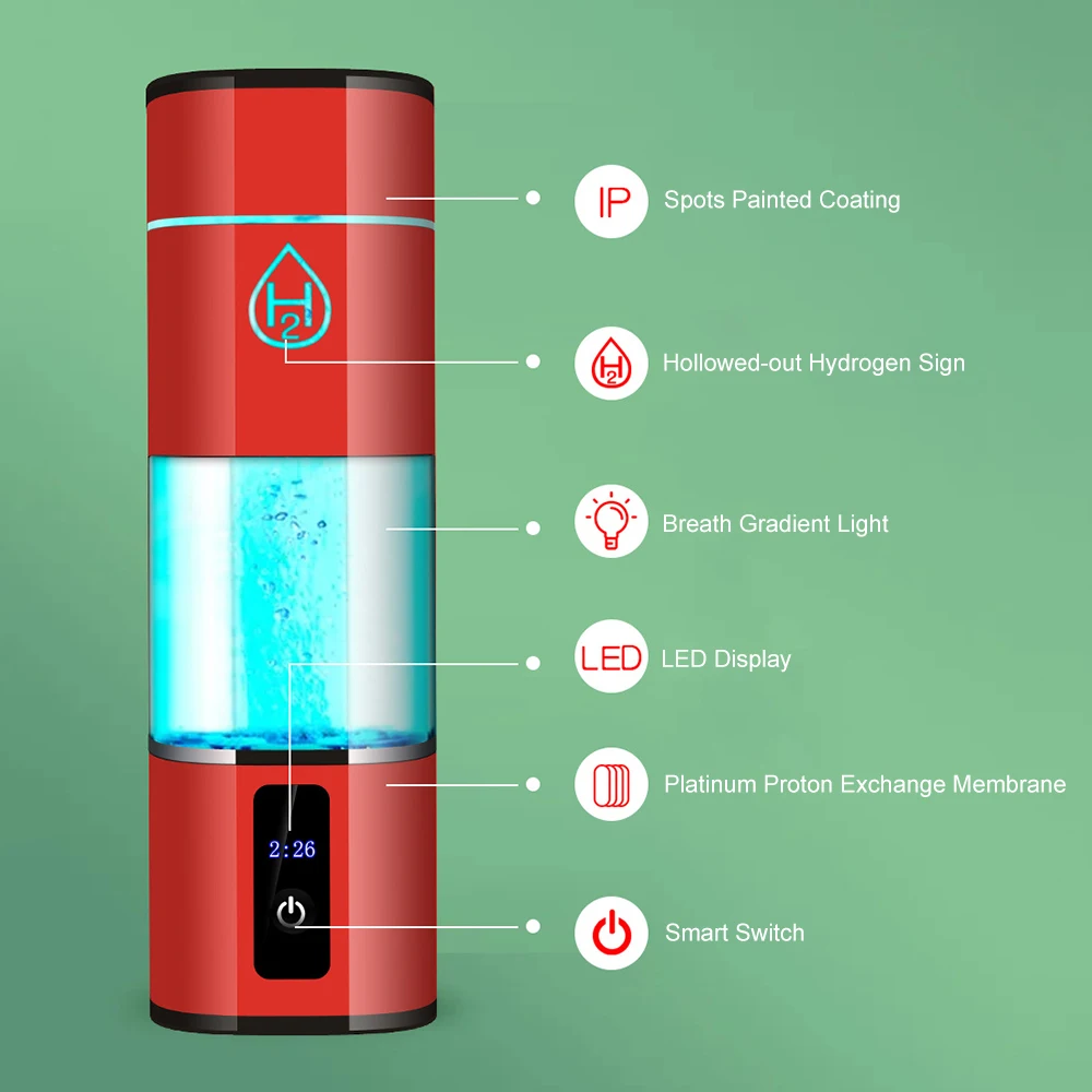 Personalized Portable Household Hydrogen Water Bottle Generator SPE PEM High H2 Concentration Hydrogen Water Ionizer Machine