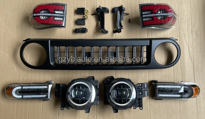 YBJ car accessories body kit led headlight front bumper grille facelift white/black for FJ Cruiser 2007-2021 2023 2024 body kit
