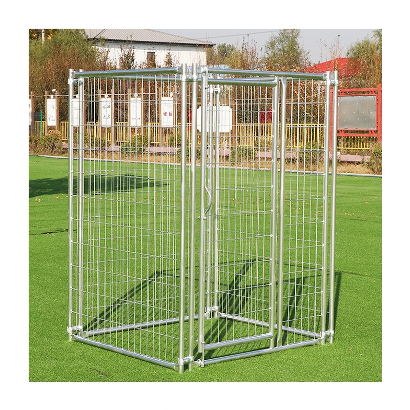 Large galvanized and welded dog kennel building with fight guard divider