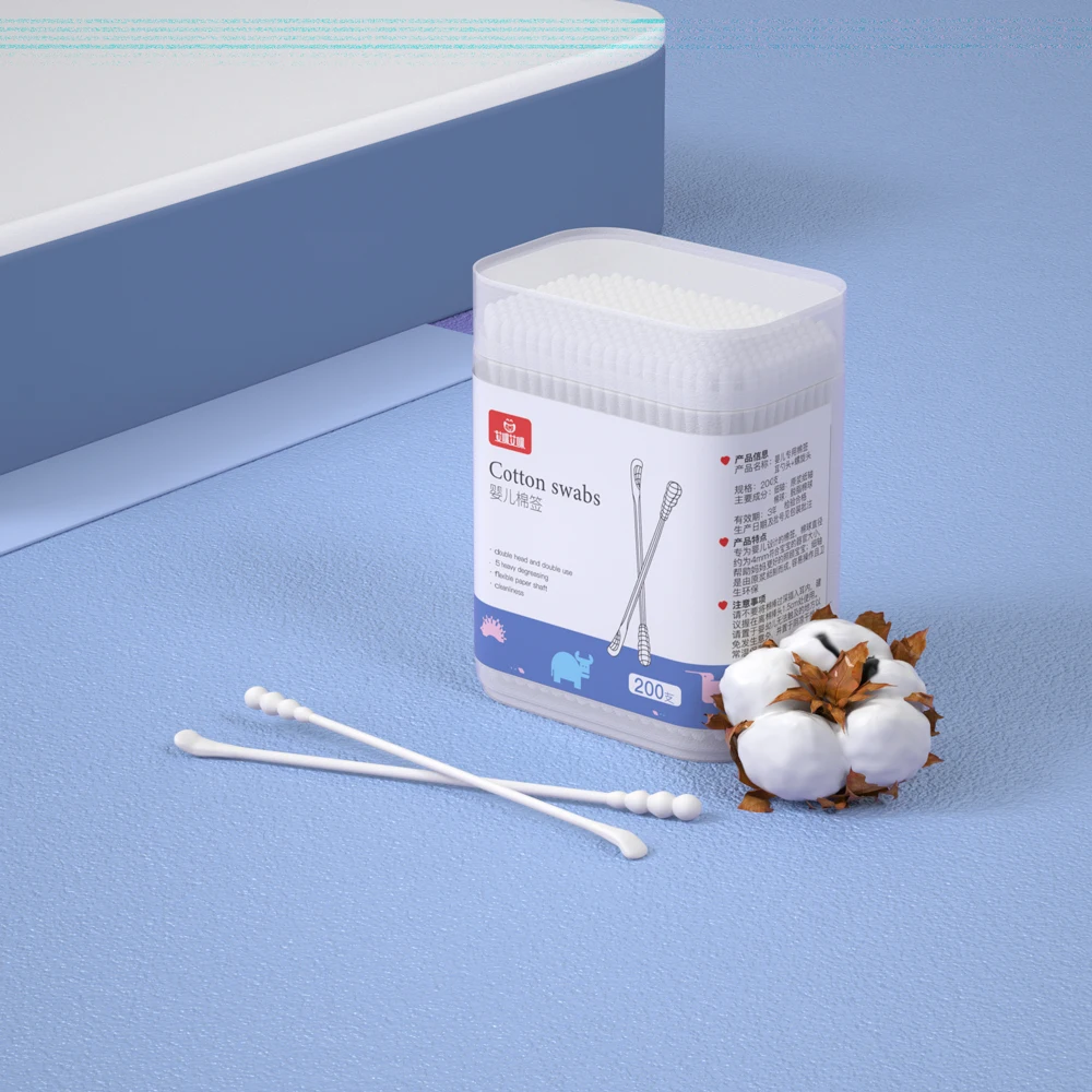 Disposable 200pcs per pack cotton swab ear swab baby ear cleaning swabs