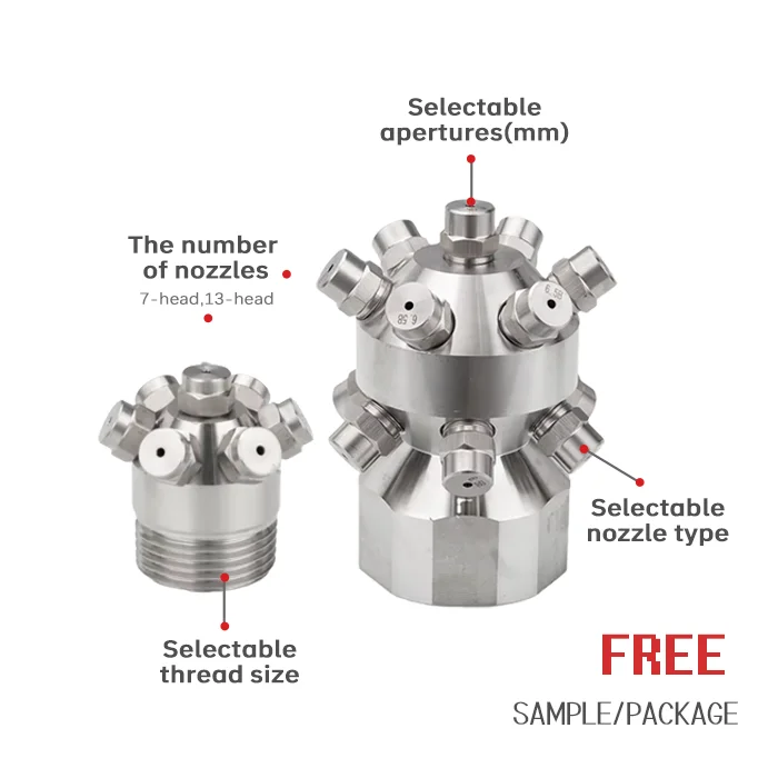 360-Degree Stainless Steel Spin Nozzle Multi-Head Full Cone Water Spray for Construction Restaurant Tank Cleaning Nozzle