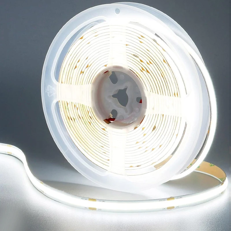 AIKEOU Flexible COB LED Strip 10 meters without Voltage Drop 624 LEDs/m 10mm 24V COB Light Strip