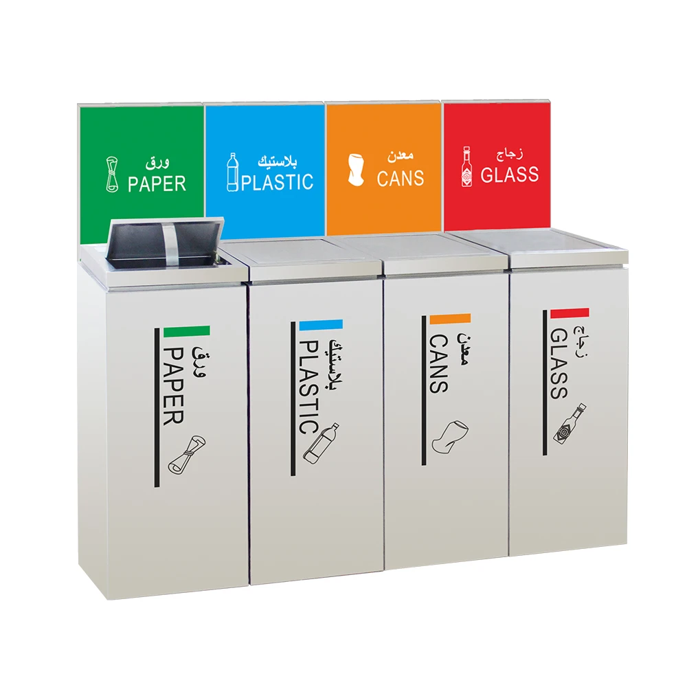 Advertising Bin Metal Stainless Steel MAX-HB62A Indoor Can Storage Bucket Recycling Open Top Pressing TYPE Rectangular Stocked