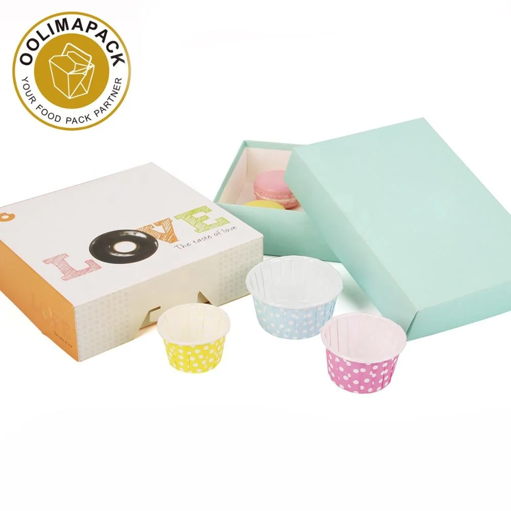Custom logo size paper donut box take away donut snacks packaging