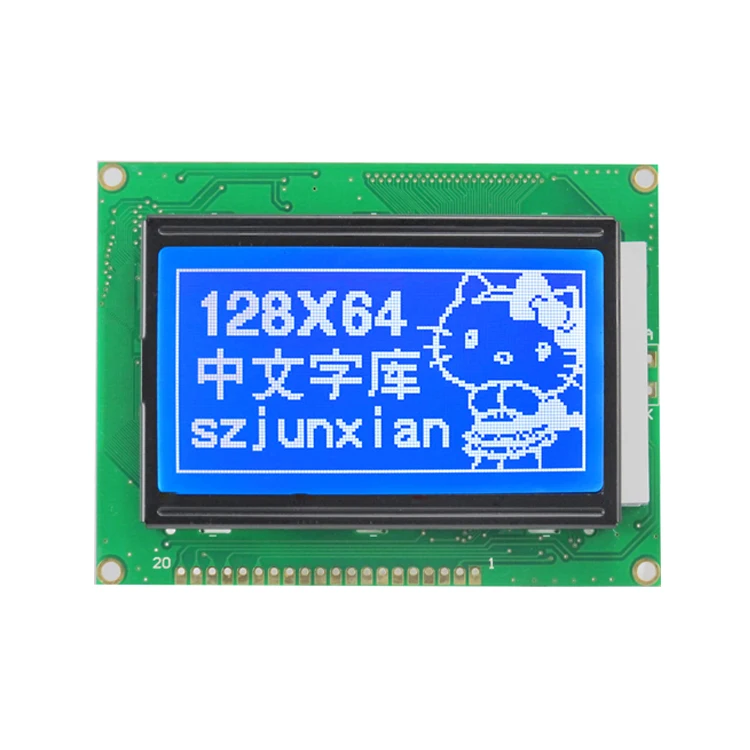 Lcd board 12864 yellow blue lcd screen STN Transflective Positive ST7920 128x64 lcd module