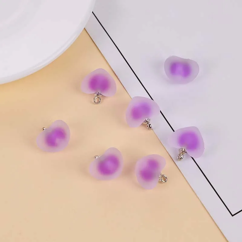 Frosted acrylic peach heart jelly beads earrings charms ring diy jewelry findings handmade keychain accessories headrope pendant