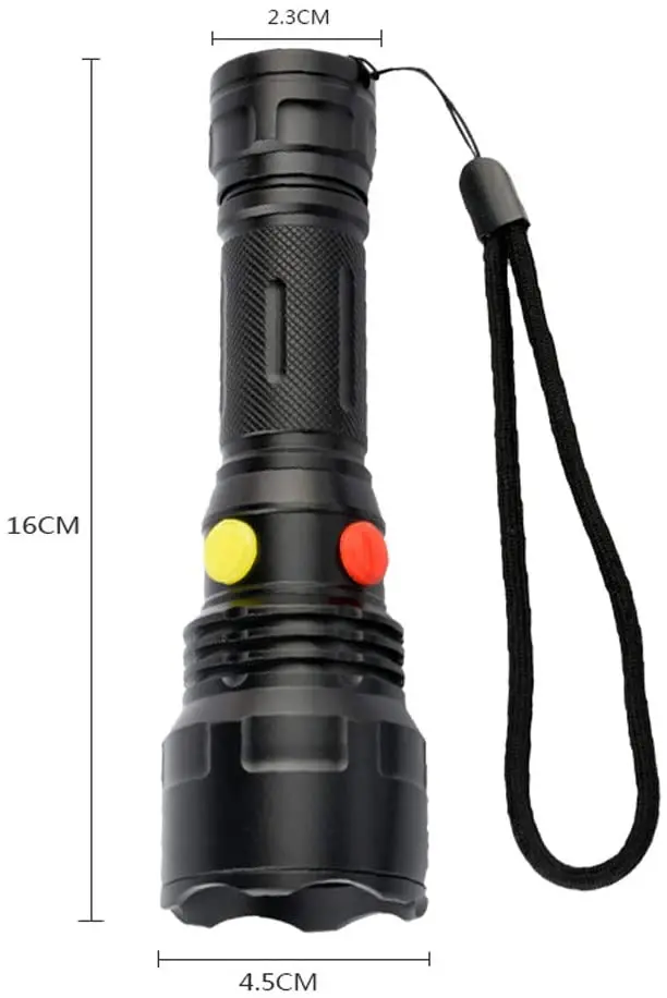  Tactical Outdoor 4-Colors Signal Light Magnetic Flashlight 1000LM Strong 18650 Rechargeable