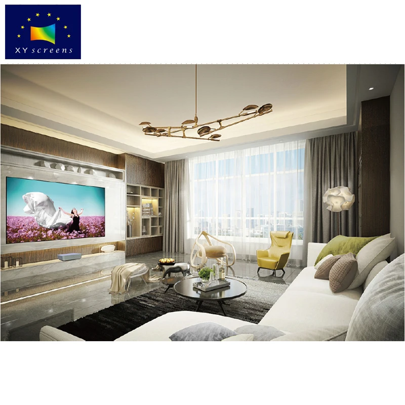 XY screen 100 inches Thin Bezel Fixed Frame Projection Screen with ALR Fabric PET Crystal  for Home Theater UST Laser Projector