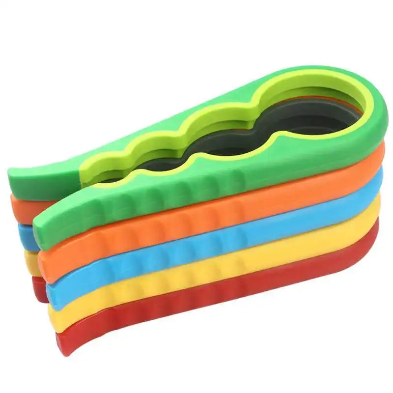 Adjustable colorful Non-Slip Multi-function 4 In 1 Manual Plastic Lid remover Jar Can Bottle Opener