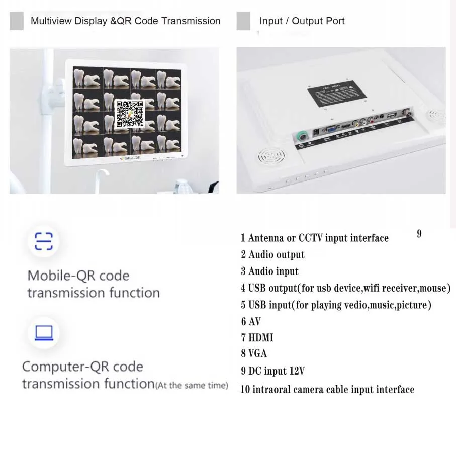 Dental Camera Wifi HD 8 Million Pixels High-definition Endoscope Tools 17 Inches Digital LCD Monitor Dental Intraoral Instrument