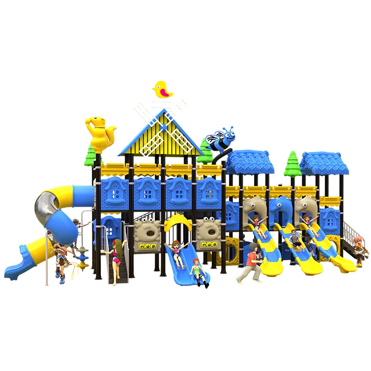 Garden Plastic Amusement Kids Play Games Commercial Park Equipment Slide Outdoor Playground For Kids