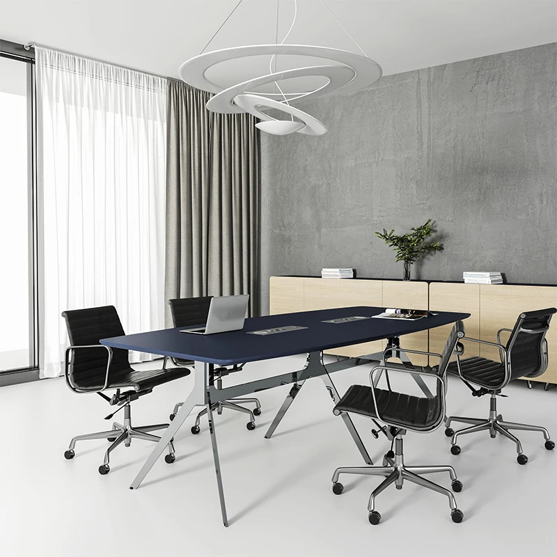 Factory Customized Rectangle Metal Legs Meeting Table Wooden Boardroom Tables Office Conference Table
