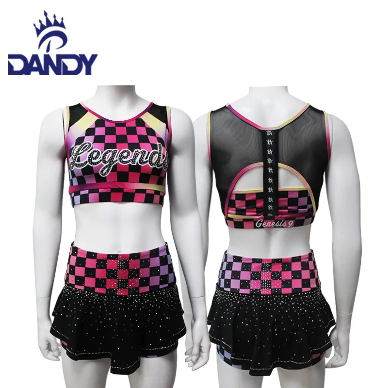 New style cheerleading training gear plus size cheer bra and shorts dance wear for girls