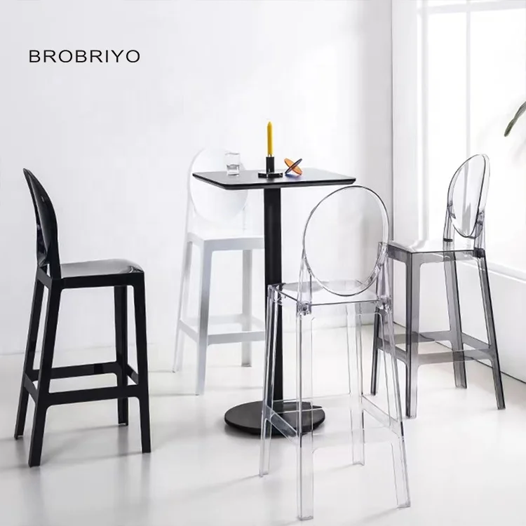 High Quality Clear Acrylic Chair Transparent Ghost Bar Stool Acrylic Dinning Chair Perspex Crystal Acrylic Counter Stool