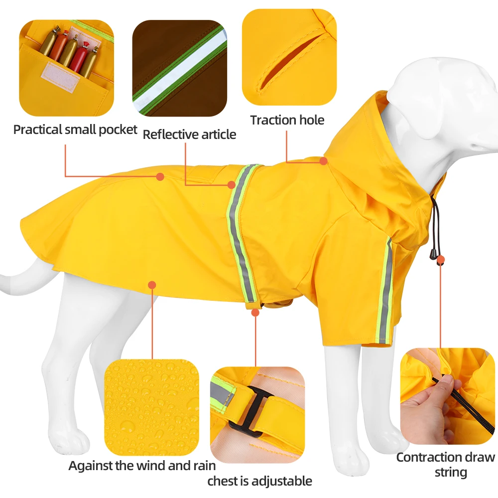 Dog Raincoat Safe Reflective Design xxx Big Dogs Waterproof Clothes