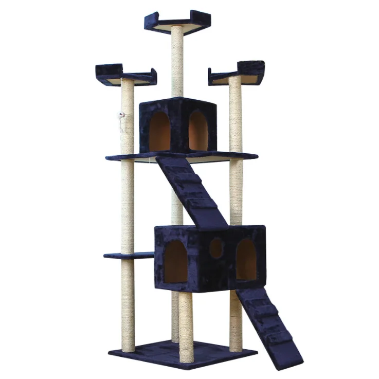 Amazon Hot Sale 186 cm Cat Tree Scratch Pet Scratcher Wood Tower Furniture Tower Cat Tree Wooden Cat Tree