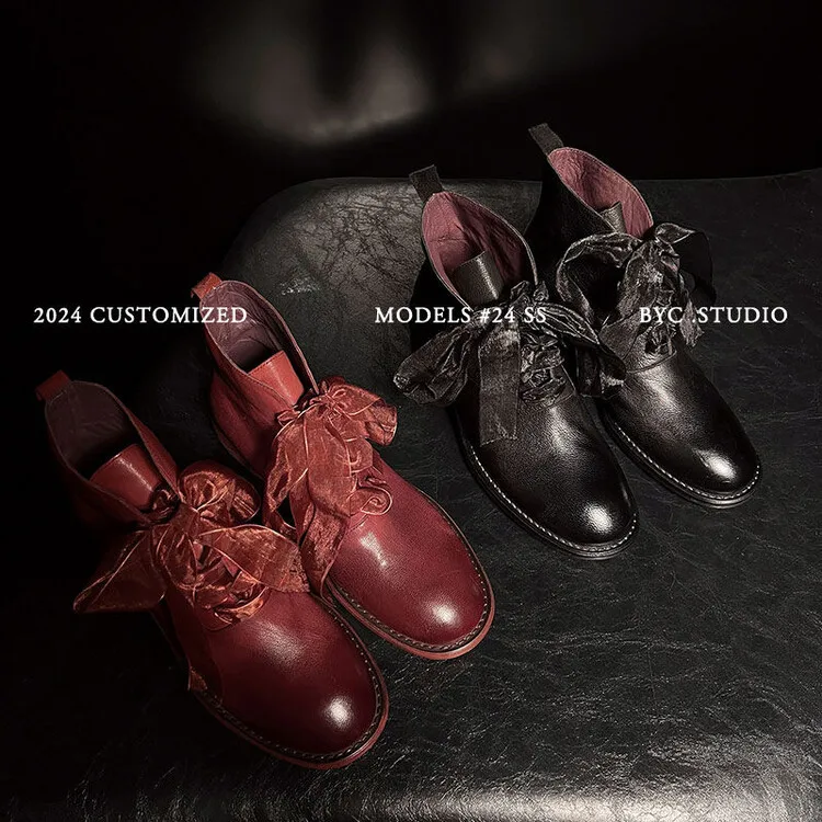 XINZI RAIN 2024 Style Female Short Boots Round Toe Genuine Leather 3cm Low Heel Women Full Leather Laceup Boots With Logo Custom