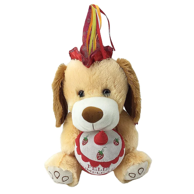 Wholesale Custom Plush Teddy Bear Panda Dog Animal Musical Holding Cake Plays Happy Birthday
