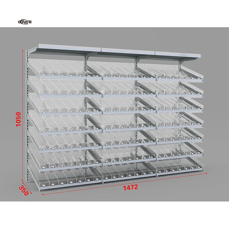 Cigarette display cabinet is installed on cigarette shelf behind checkout counter
