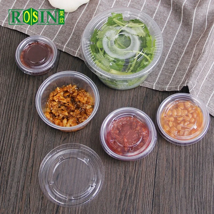 1oz 2oz 3oz 4oz 8.5oz 10oz PP pet small Clear Disposable Plastic Restaurant food containers Sauce Cup Container With Lid