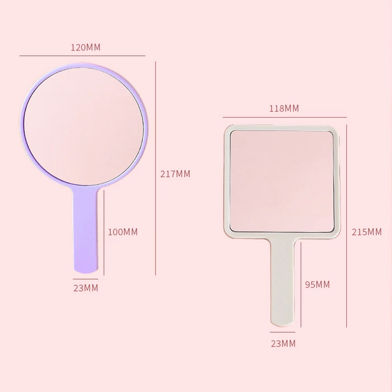Plastic Cosmetic Mirror Manufacturer Personalized Round Square Portable Hand Held Makeup Mirror Custom Logo With Handle