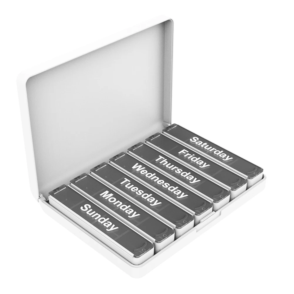 Pill Organizer 4 Times a Day, Weekly Pill Box, Large Capacity 7 Day Pill Cases
