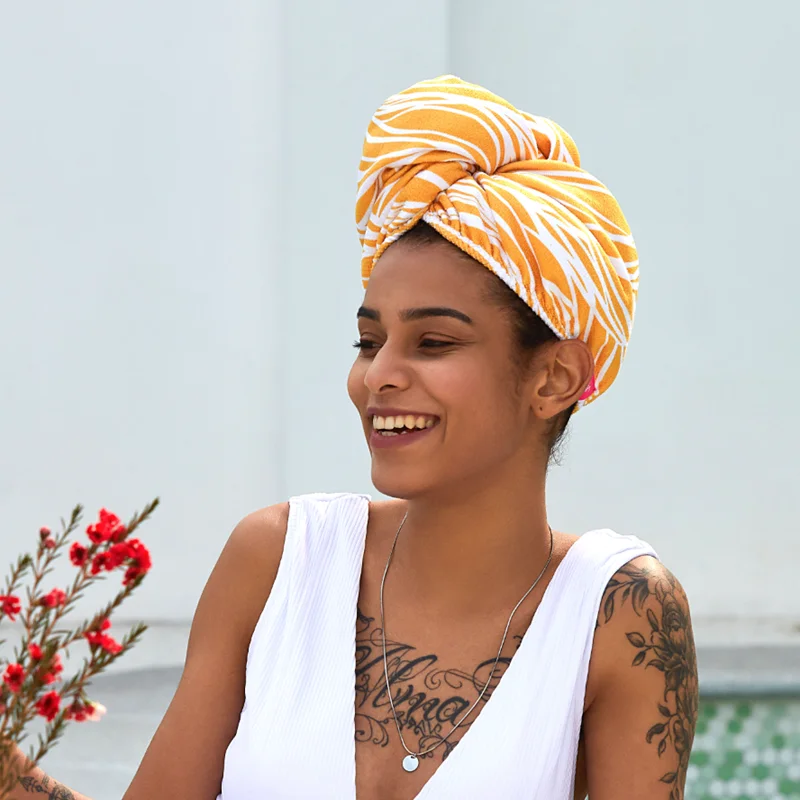 Manufacturer wholesale ultra absorbent hair turban soft quick dry printed hair towel