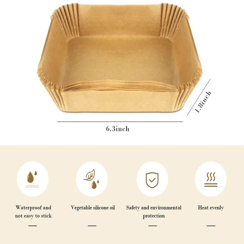 Wholesale Disposable Parchment Air Fryer Food Baking Paper Liner Greaseproof Square Airfryer Liners Silicone Food Bake Paper