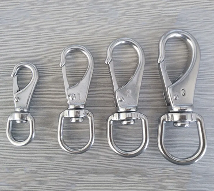 Factory Direct 304 Stainless Steel Keychain Swivel Snap Hook for Purses Pet Chain Dog leashes Bird Feeder Boat Anchor Rope