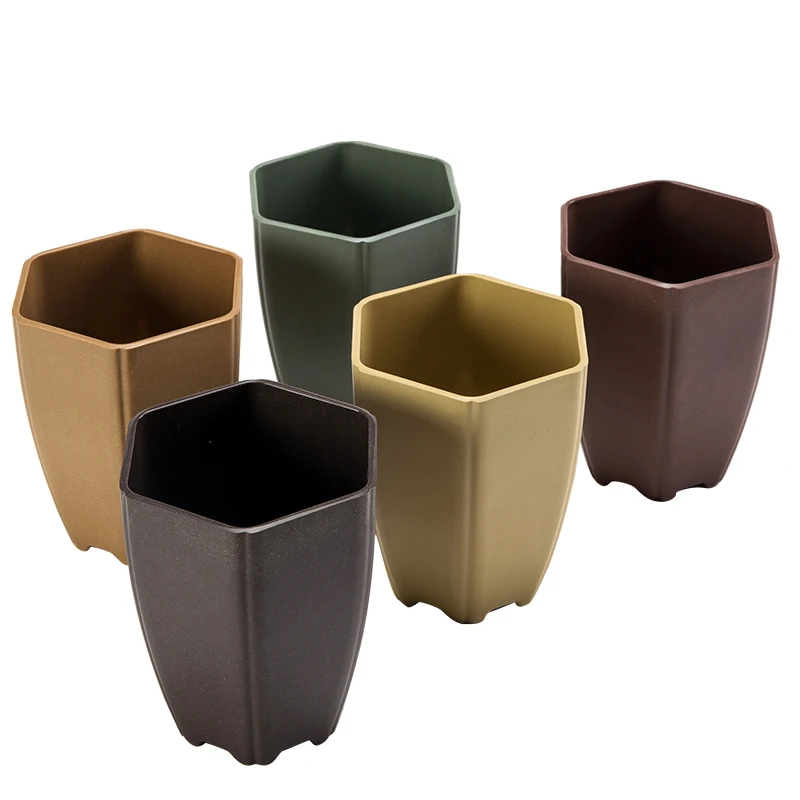 YICAI Hexagon Bamboo Fiber Flowers Plants Seedlings Nursery Pots Garden Tools Biodegradable Flowerpot