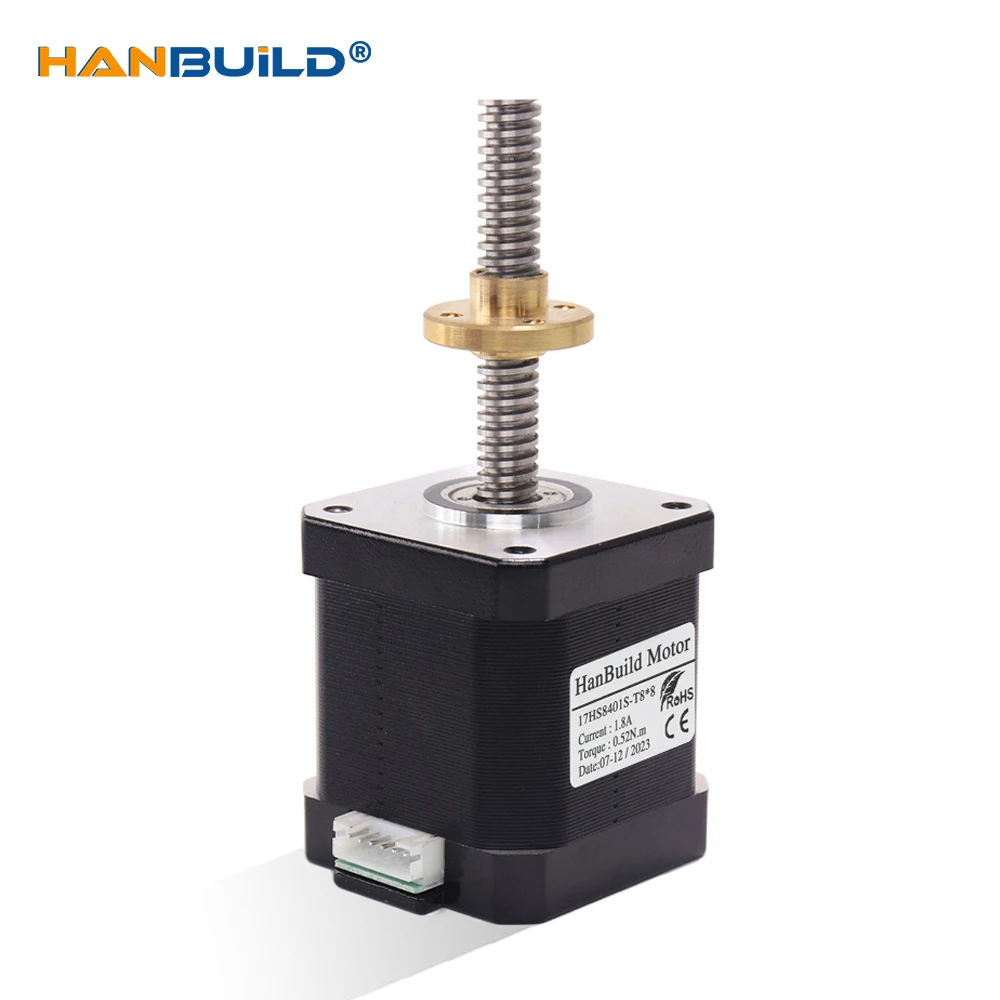 HanBuild screw stepper motor nema17 1.8A 52N.CM 17hs8401S-T8*8 400mm 1.8 Degree customizable for CNC milling screw stepper motor