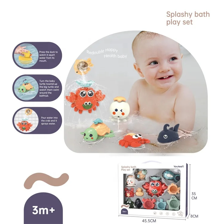 Splashy Bath Play Set for Toddlers Free Bath Time Toy Bathroom Wall Bathtub Tub Shower Gift for Kids