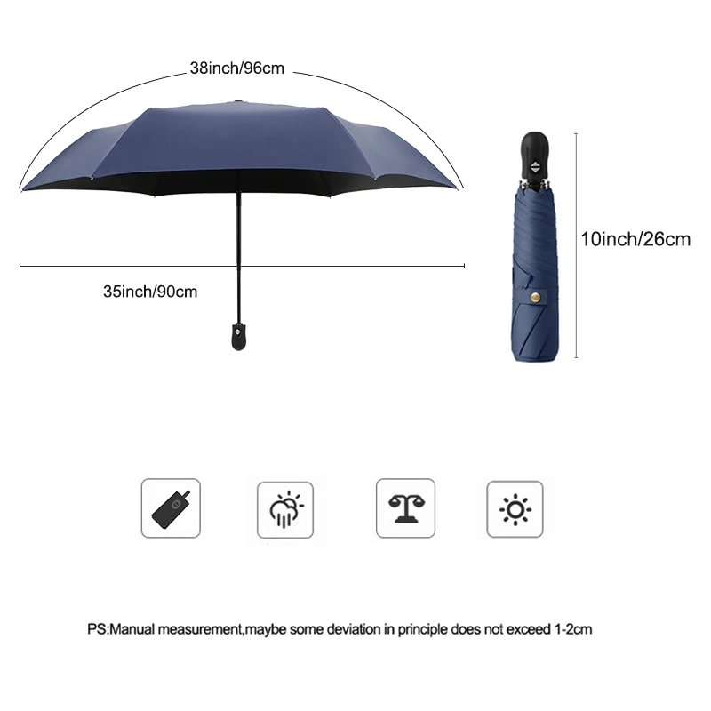 Customised High Quality Travel Portable Luxury Outdoor Windproof Parasols Automatic 3 Fold Folding Umbrellas For Girls Women