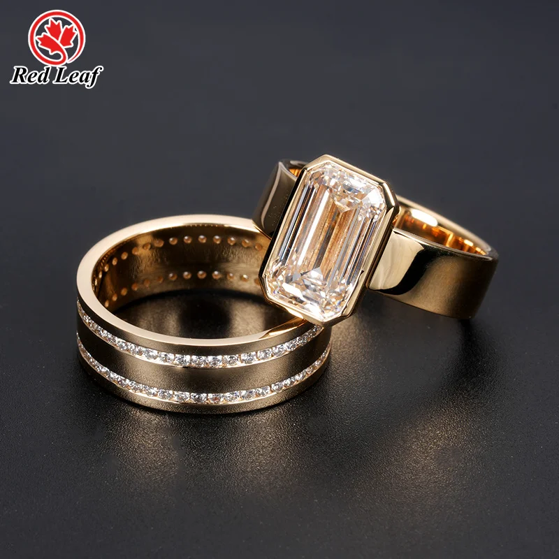 Redleaf Customized 14K Gold Wedding Ring DEF VVS Round Cut Engagement Wedding Brand Ring Charm Lab Grown Diamond Ring Men