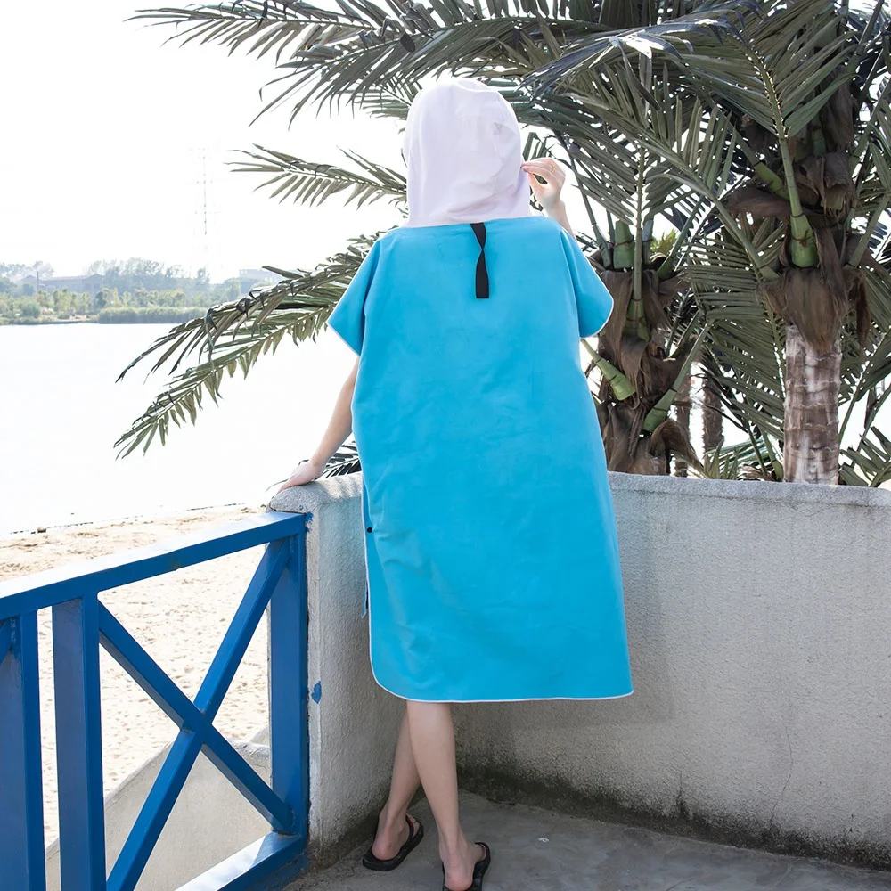 Wholesale Surf Kid Wearable Microfiber Hooded Poncho Beach Towels For Adults