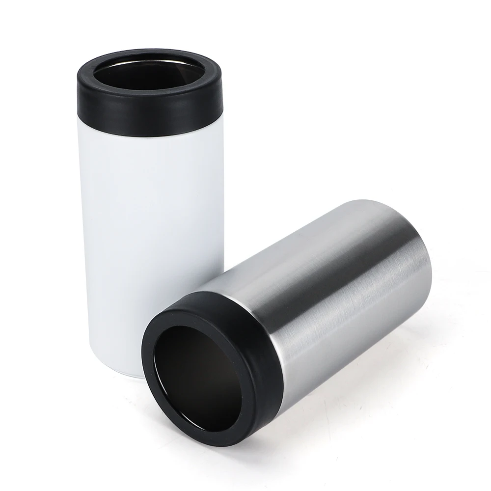 Custom logo keep cold double wall stainless steel insulated 12oz skinny can cooler